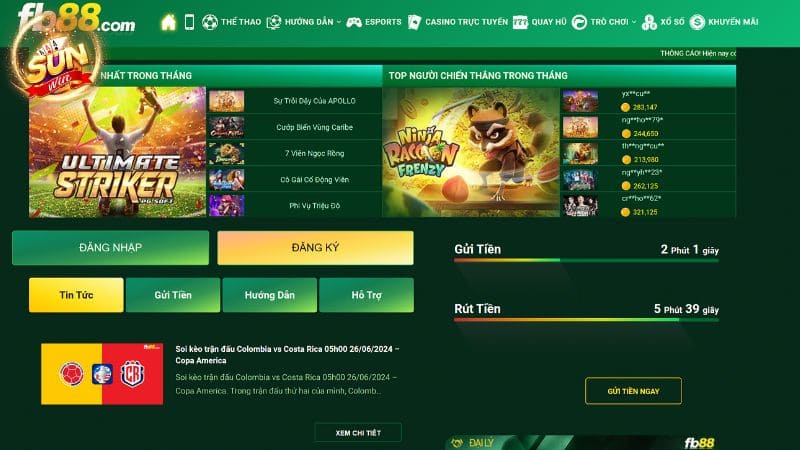 Trang chủ website của nhà cái casino online uy tín FB88
